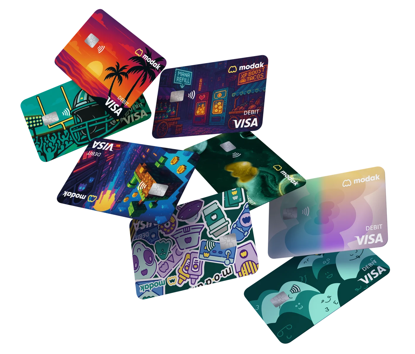 3D floating Modak debit cards