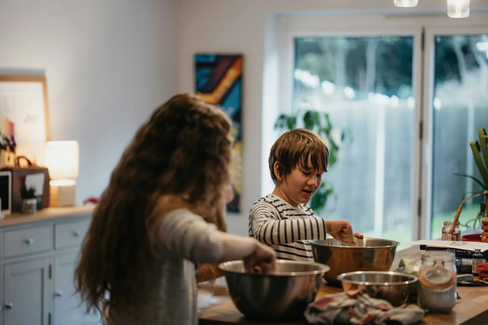 Kids baking cookies and having fun