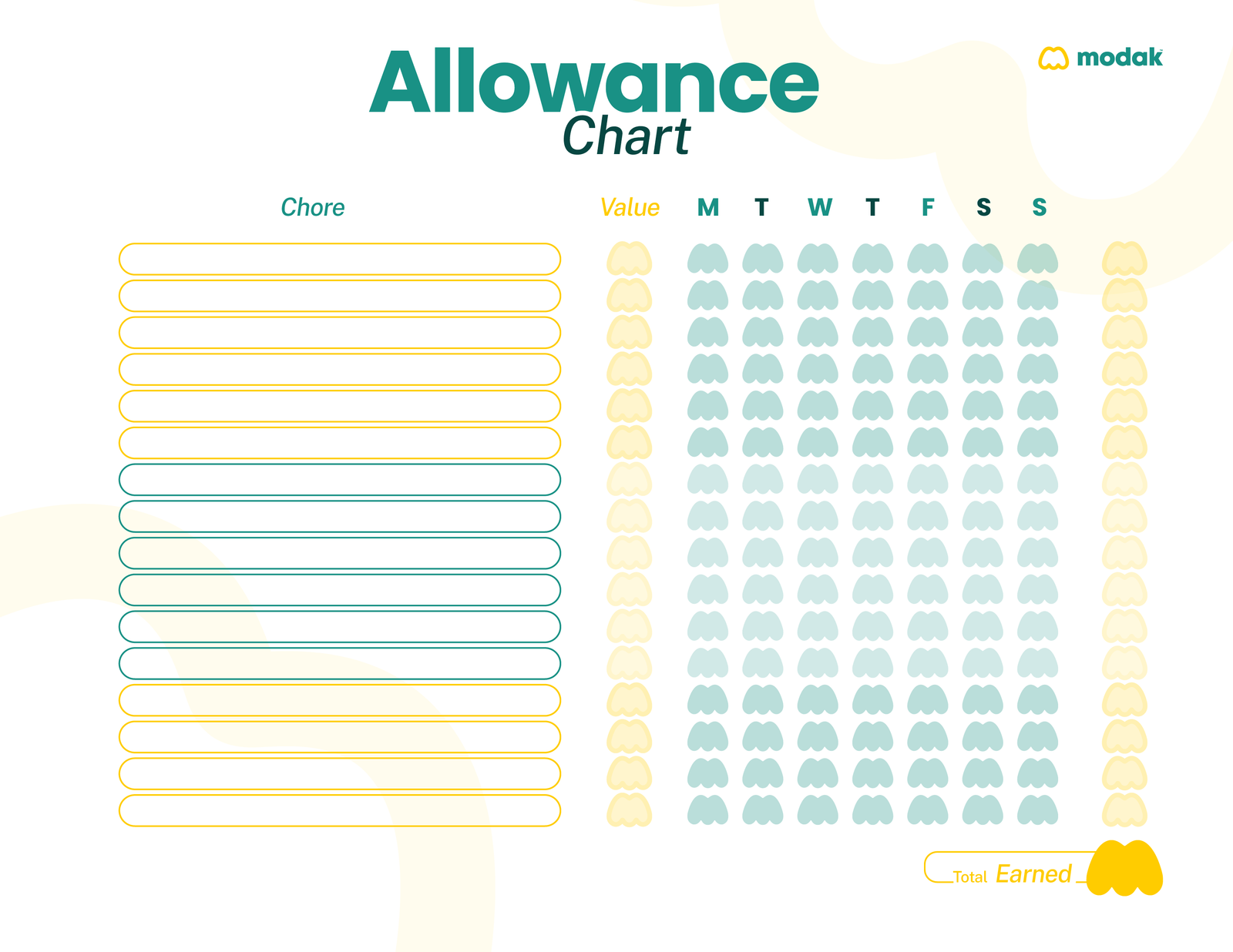 Free printable allowance chore chart