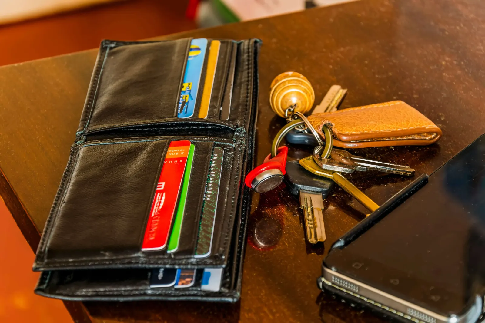 A wallet placed on a table