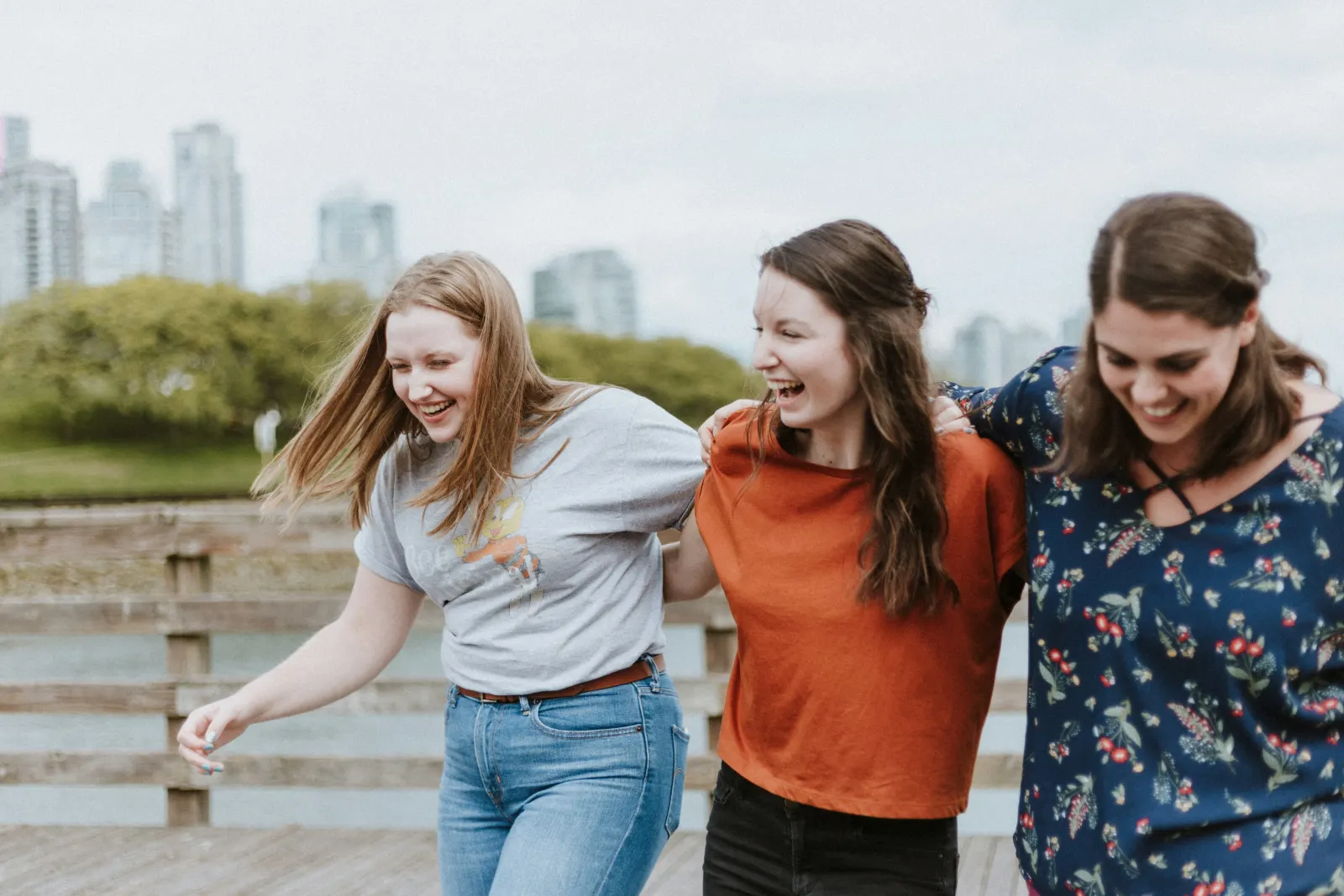 Three friends having fun