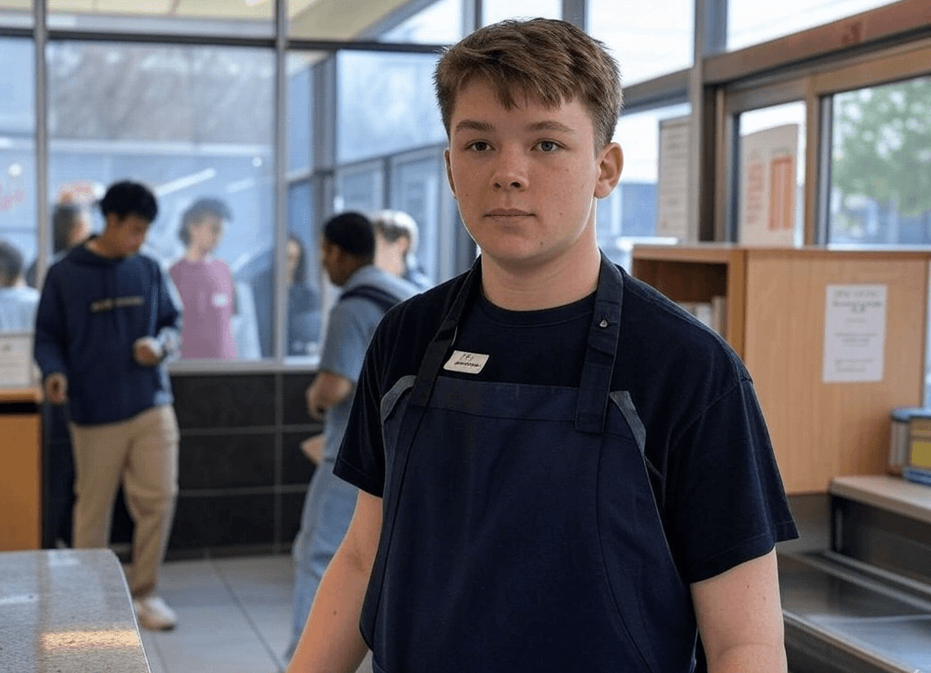 Teen working at a restaurant