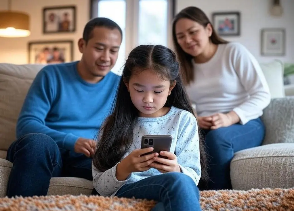 Mum and Dad supporting their child in her first steps toward financial literacy