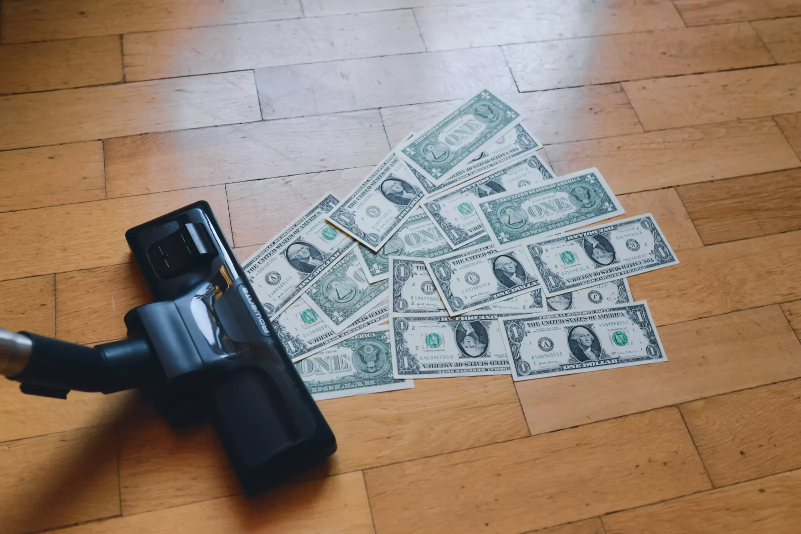 Vacuum and one dollar bills