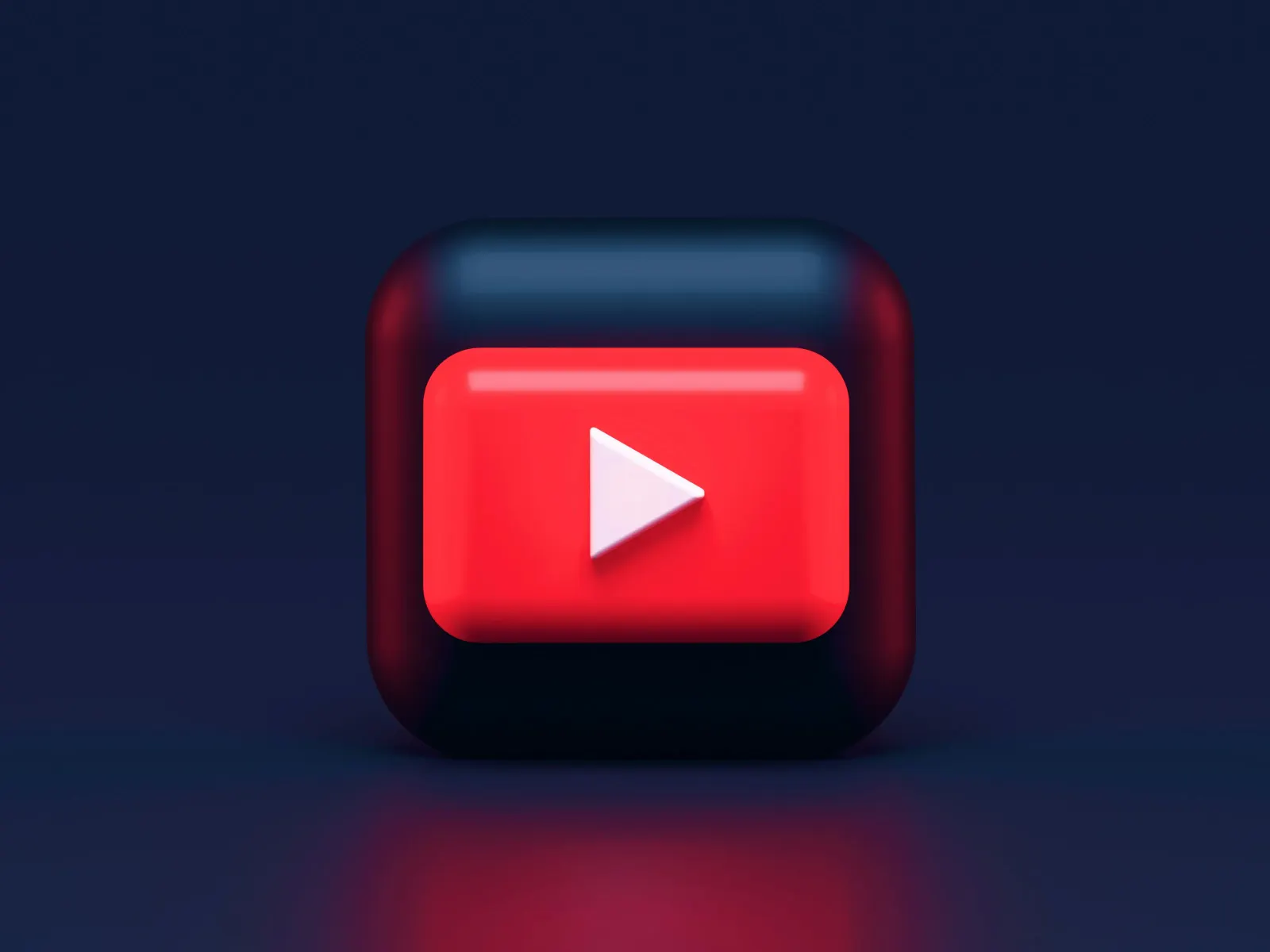 Glossy red 3D YouTube play button icon