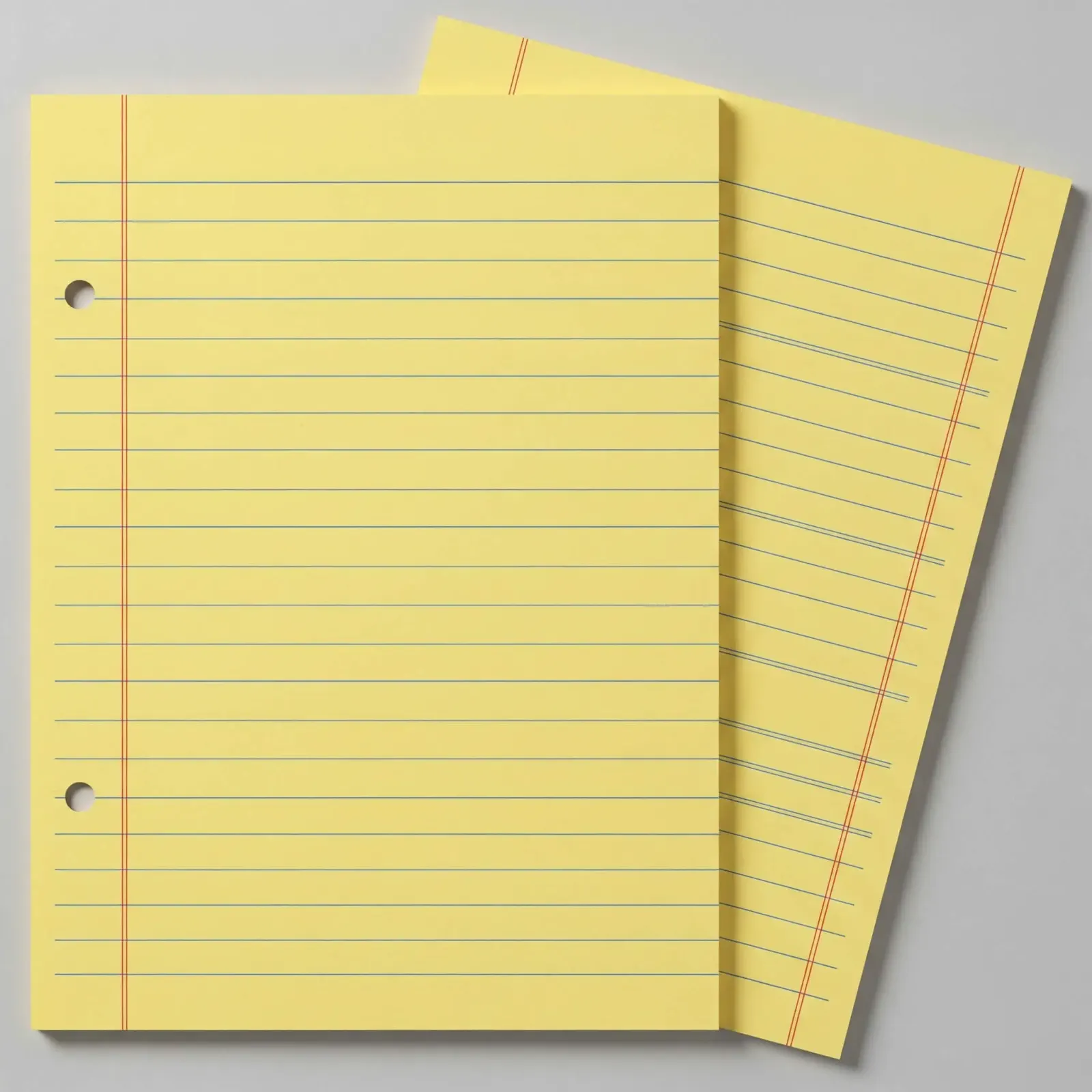 Two sheets of yellow lined legal pad paper