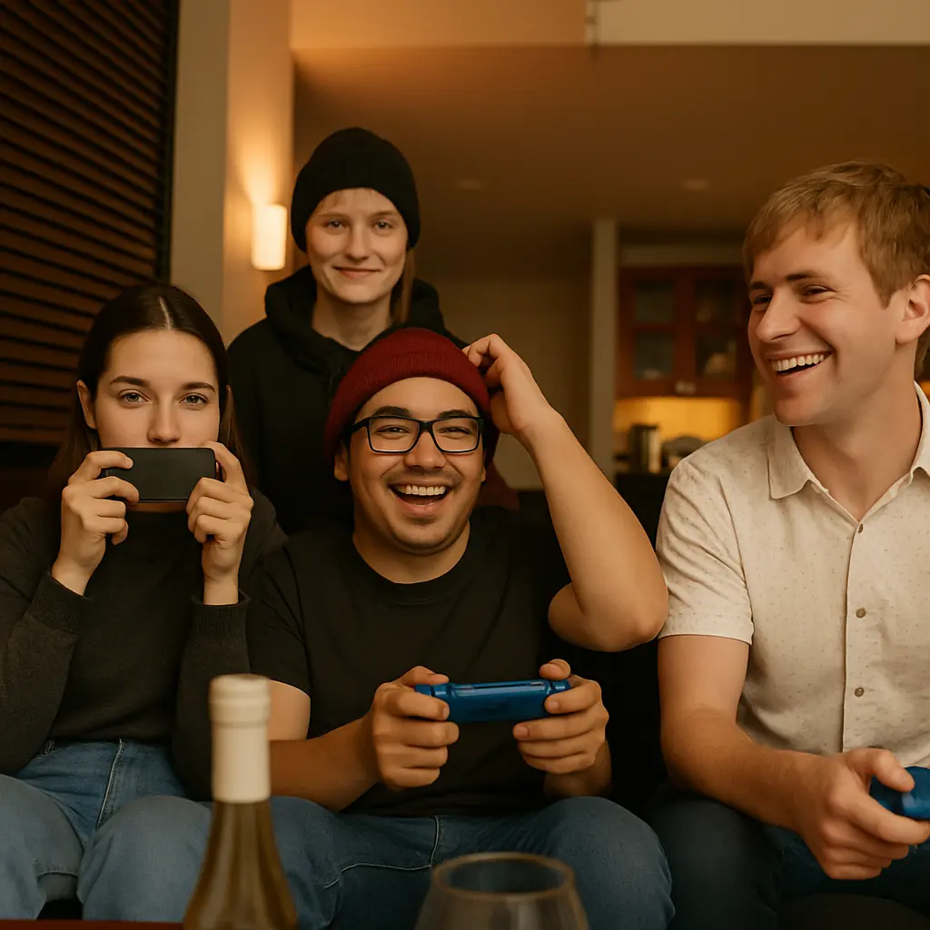 Group of teenagers playing videogames